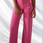 ZARA Marine Straight Bright Pink Jeans Sz 2 High Rise Flare Raw Hem Photo 2