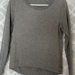 Lululemon  Women Long Sleeve Top Small Athletic Gray Curved Hem Thick Scoop Neck Photo 0