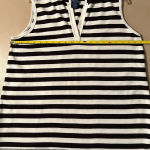 Catalina  Black and White Striped Sleeveless Top With Hoodie Photo 4