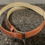 Casual‎ Corner Large Genuine Leather Crocodile Embossed Belt Silver Buckle Italy Brown Photo 0