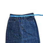 J.Crew  Denim Midi Skirt Front Slit Dark Wash Size 25 Style BY456 Photo 5