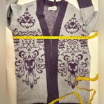 Disney Haunted Mansion  Parks‎ Cardigan Womens Size M Sweater Purple Wallpaper Photo 3