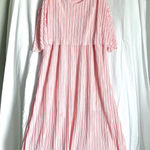 Attention  | Pink Satin Accordion Pleated Tiered Midi Dress Sz XL Photo 0