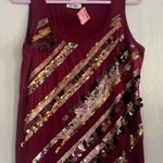Calvin Klein  Burgundy Sequin Tank Top Photo 0