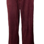 Urban Outfitters Womens Red Burgundy Ribbed Velvet Kick Flare Trousers Pants 2 Photo 0