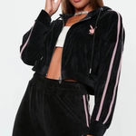 Playboy  Black Hoodie with Pink Stripes Photo 0
