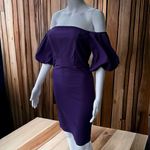 John Zack Petite Bardot Mini Dress With Exaggerated Sleeves Purple Size 10P Photo 4