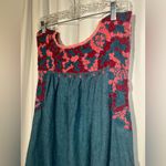 Mi Golondrina Hand Embroidered Chambray Dress | S Blue Photo 5