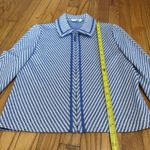 St. John  Sport Diagonal Blue Stripe Collared Full Zip Sweater Size P Made in USA Photo 4