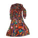 Farm Rio Tropical Shades size large new smocked long sleeve dress mixed midi mul Photo 3