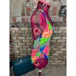 Jantzen Sassafras one piece swimsuit floral highcut dayglow green hot pink orange bright Photo 9