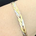 Vintage AURAFIN 14k Italy Tricolor 4mm Braided Flat Snake Chain 7" Bracelet 3g. Gold Photo 3