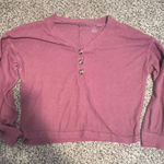 American Eagle  Soft & Sexy Plush Henley Long Sleeve Crop Top Mauve‎ Pink M Photo 0