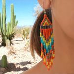 Bohemian‎ Native American Ethnic Style Fashion Glass Beaded Handmade Earrings Photo 1
