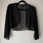 SL Fashions Sheer Embellished Vintage Y2k Jacket Womens Medium Beaded Sequin Black Photo 0