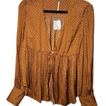 Free People Show Stoppin Blouse NWT Flowy Long Sleeve Fall Boho Size Medium Photo 0