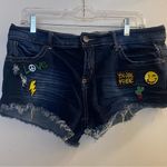 Hot Kiss Women’s Juniors Cico Short Blue Denim Shorts 13 Embroidered Waist 34” Photo 0