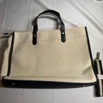 Missnine Beige Canvas Tote Bag with Black Trim & Strap | Laptop Work Travel Bag Photo 7
