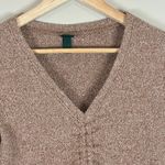 Wild Fable  Cozy Brown V-Neck Ruched Knit Sweater Photo 2