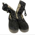 Rouge Size 10 Black‎ Faux Suede Camouflage Lace Up Combat Boot Rubber Sole Black Photo 1