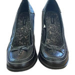 Xhilaration ‎ Women's Black Leather Round Toe Slip-On Chunk Heel Shoes Photo 0