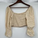 Dress Forum beige ivory smocked peasant ruffle sleeve boho top size medium Photo 5