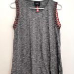 W5  ANTHROPOLOGIE ANTHRO Black White Boho Aztec Embroidered Trim Sleeveless Top M Photo 0