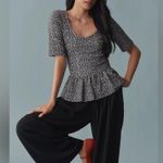 Maeve NWT ANTHROPOLOGIE Short Sleeve Leopard Peplum Scoop Neck Top Shirt Blouse Photo 2