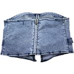 NWT Womens THRILL Jeans Blue Denim Corset Light Wash Belt Crop Top Size Large L Photo 2