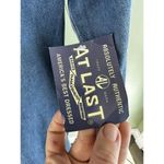 At Last Vtg Denim Shirt Big Lace Collar Cottagecore Cowgirl Granola Girl Lace Up Sz L M‍ Photo 3