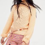 Free People  Sweetheart Knit Sweater in Peach Size Medium Mock Neck Ribbed Photo 1
