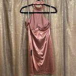 Lulus  impressive style mauve satin halter bodycon mini dress, size L NWT Photo 7