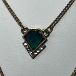 Vintage Layered Green and‎ Opal Stone Necklace Gold Photo 2