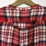 Altar'd State Altar’d State Red Plaid Button Front Peplum Flannel Shirt Long Sleeve Boho Small Photo 4