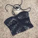 Jaded London Denim Butterfly Rhinestone Beaded Halter Lucia Corset Top Photo 0