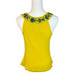 Naked Zebra Yellow embroidered boho blouse floral Sleeveless summer spring Photo 4
