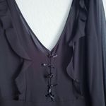 Revolve A.O.T.C Sexy Black Sheer Peekaboo Ruffle Long Sleeve Dress Photo 7