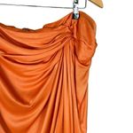 NWT ASOS EDITION Curve Satin Knot Front Midi Skirt With Split Spicy Orange, 18 Orange Photo 3