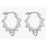 Boutique NEW Boho 925‎ Sterling Silver Lotus Flower Hoop Earrings Photo 4