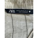 ZARA Women's Cream Striped Crinkled Long Sleeve Cropped Blazer Shirt Top Size XS Photo 2
