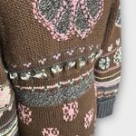 Lucky Brand Vintage Y2K Lucky Maxi Chunky Knit Wool Sweater Coat w/ Fringe – Brown S/M Boho Photo 4