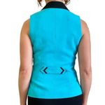 Alberto Makali Vintage New York Turquoise Striped Zipper Sleeveless Blouse Vest Photo 2