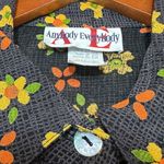 Vintage Anybody Everybody Large Black Floral‎ Shirt Bowling Hippie 80s Buttoned Photo 4