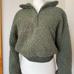 For Love & Lemons NWT Sherpa Green Cropped 1/2 Zip Heavy Thick Size Large Photo 3