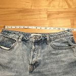 Hidden Button Up Light Wash Cut Off Jean Shorts Blue Size L Photo 6