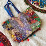 Free People Rare Jaipuri Hand Stitched Boho Tote Photo 3
