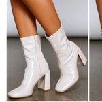 Windsor  Chic And Mod Patent Faux Leather Booties 8 cream Photo 1
