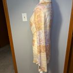 Free People  Lucky Shirtee boho whimsical Print Ruched Mesh Long sleeve size L Photo 4