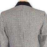 Vintage 90s Black White Houndstooth Blazer Jacket Velvet Collar Wool Blend 12 Photo 3