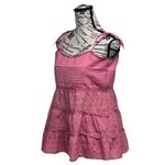 ZARA  Collection Eyelet Teired Pink Babydoll Blouse Y2k Coquette Preppy Beach L Photo 1